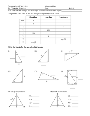30-60-90 Triangles 3: Improve Geometry Skills