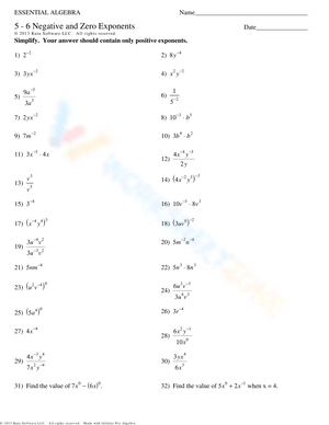 Practice Complex, Negative, and Zero Exponents