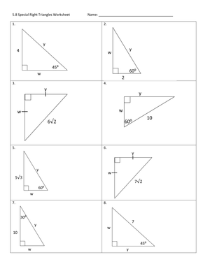Special Right Triangles Worksheet: Solve Geometry Problems