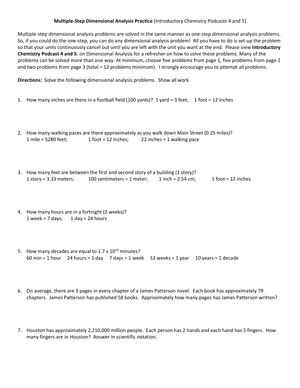 Multiple Step Dimensional Analysis Practice