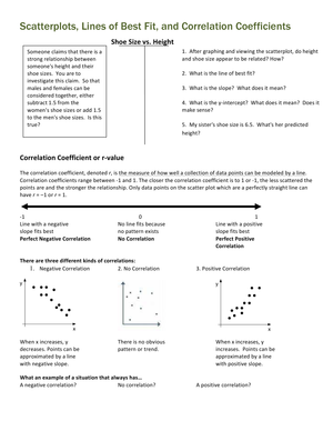 Scatter Plots: Lines of Best Fit Practice