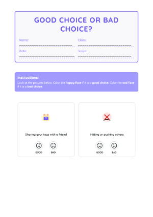 Evaluate Good and Bad Choices Worksheet