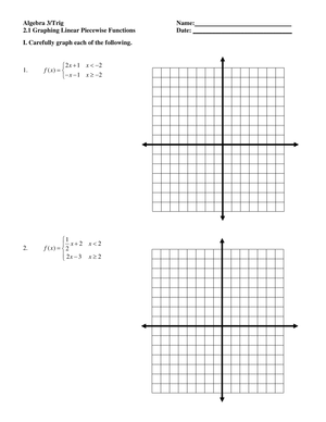 Graphing Linear Piecewise Functions Practice
