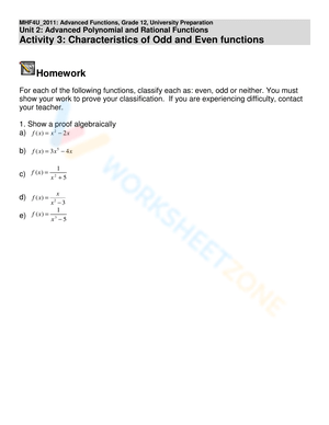 Characteristics of Odd and Even Functions