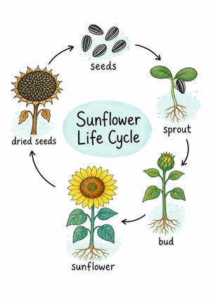 Printable Sunflower Life Cycle Worksheet | Grade 3 Science