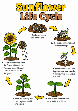 Sunflower Life Cycle Wheel Worksheet
