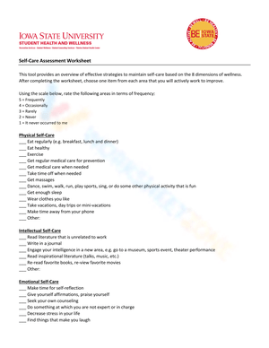 Evaluate Your Self-Care Practices