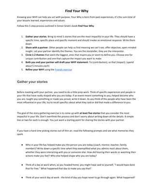 Updated Worksheet to Find Your Why