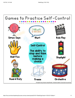 Free Printable Self Control Worksheets for All Ages