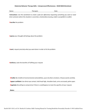 DEAR MAN Worksheet: Essential Interpersonal Skills Guide