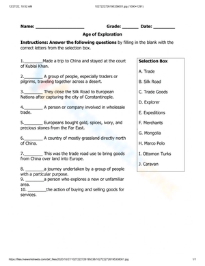 Age of Exploration Part 2: Worksheet