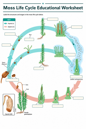 Grade 9 Moss Life Cycle — Printable No-Prep Worksheet