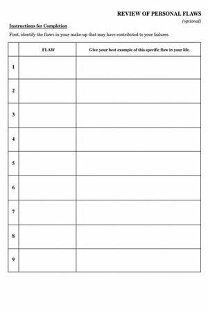Grade 9-12 Personal Flaws — Printable No-Prep Worksheet