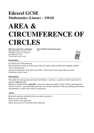 Calculate Area and Circumference of Circles