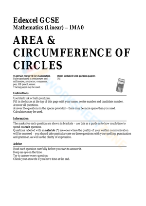 Calculate Area and Circumference of Circles