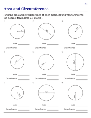 Calculate Area and Circumference - Worksheet