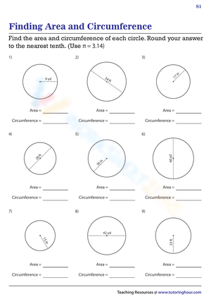 Calculate Area and Circumference - Worksheet