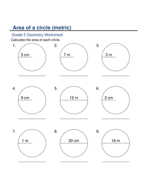 Calculate Area of a Circle (Metric)