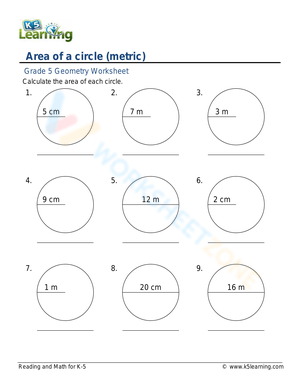 Calculate Area of a Circle (Metric)