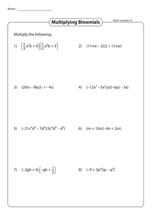 Complex Multiplying Binomials Practice