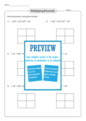 Multiply Binomials Using Box Method