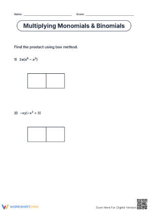 Multiplying Monomials & Binomials Worksheet | Ready to Print