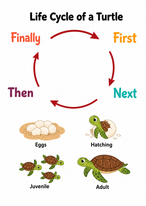 Turtle Life Cycle Printable Worksheet | Grade 1 Science