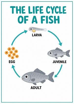 Essential Fish Life Cycle Diagram | Grade 6 Science