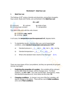 Ideal Gas Law Worksheet: Chemistry Practice