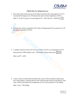 Updated Ideal Gas Law Worksheet: Practice Problems