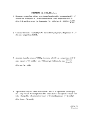 Updated Ideal Gas Law Worksheet: Practice Problems