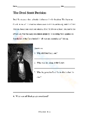 Free Printable Dred Scott Vs Sandford Worksheet Collection