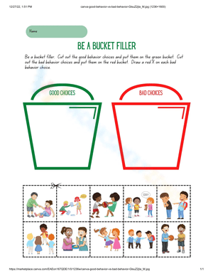 Free Printable Good Choices Bad - Be A Bucket Filler W300 H388 Thumbnail 