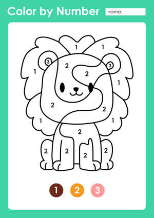 Lion Color by Number Worksheet | Essential Grade K-2