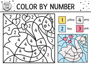 Swan Color by Number | Grade K-1 Printable