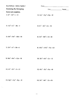 Factoring by Grouping Practice Worksheet