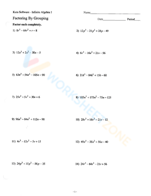 Factoring by Grouping Practice Worksheet