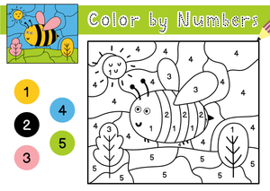 Bee Color by Number Worksheet | Grade K-1 Printable