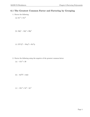 Advanced Factoring by Grouping Worksheet