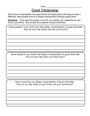 Good Citizen Worksheet for Kids