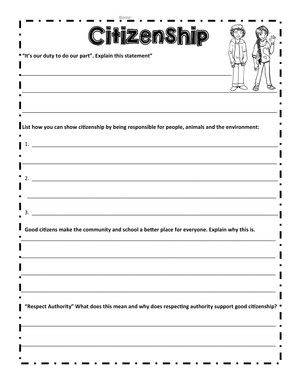 Citizenship Worksheet for Community Studies