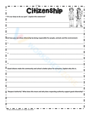 Citizenship Worksheet for Community Studies