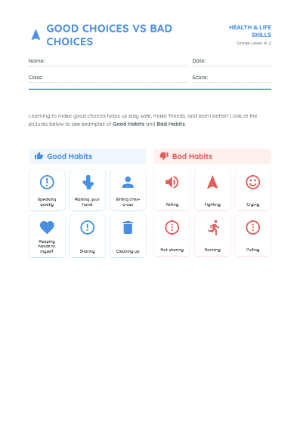 Developing Good Habits Worksheet