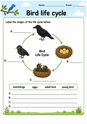 Bird Life Cycle Worksheet | Essential Grade 3 Science