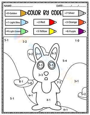 Math Bunny Color by Code: Addition Coloring 