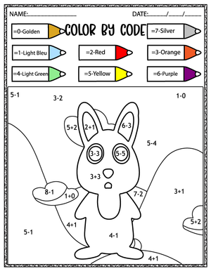 Grade 1 Bunny Color by Code — Printable No-Prep Worksheet