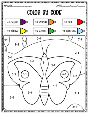 Addition Color By Number Practice