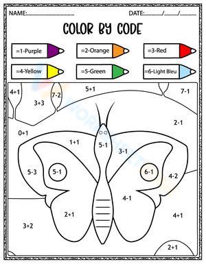 Free Printable Addition Color by Number Worksheets