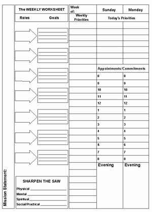 7 Habits Planning Worksheet