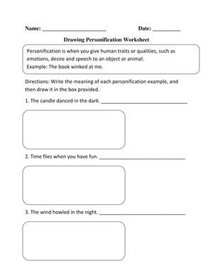 Drawing Personification Worksheet